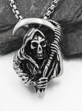 骷髅钛钢朋克风吊坠项链