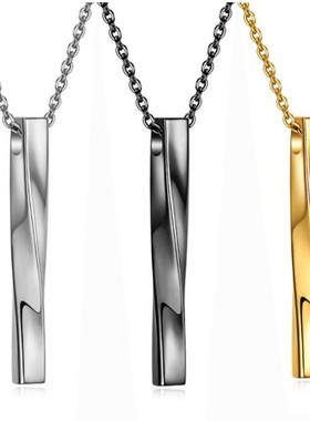 不锈钢几何形扭曲朋克男女项链