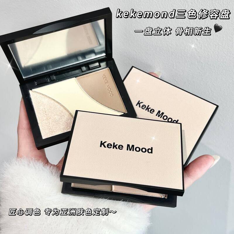 kekemood光影三色修容盘自然立体轮廓阴影鼻影高光修容平价一体盘