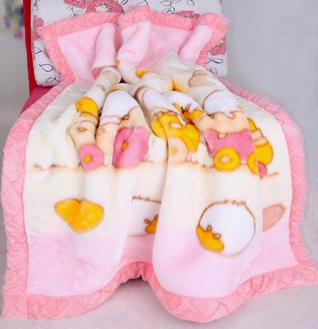 精品礼袋秋冬新生婴儿宝宝儿童双层双面加厚拉舍尔绒毛毯盖毯睡毯