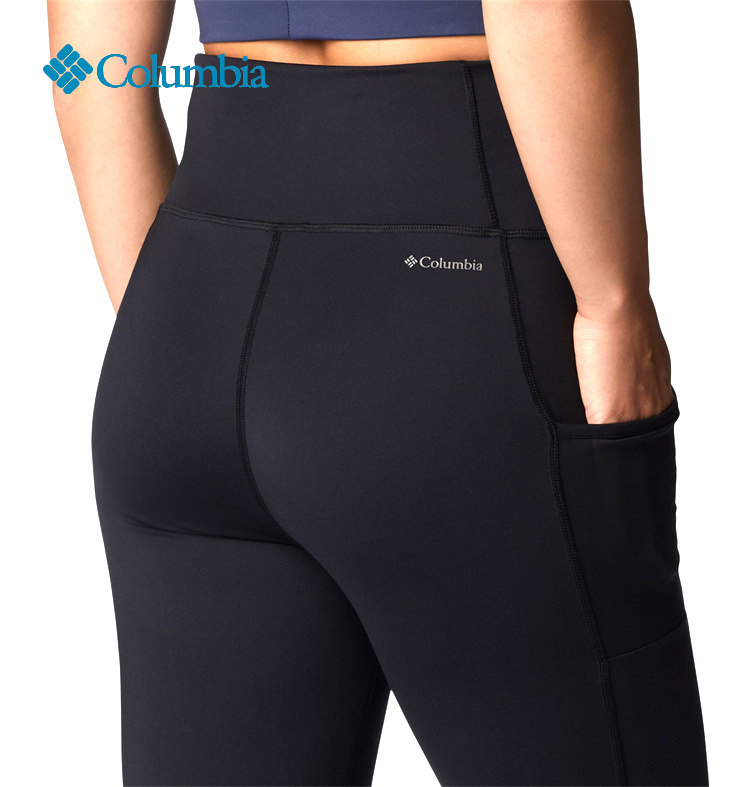 哥伦比亚女裤弹力透气运动健身裤女春秋紧身长裤瑜伽裤黑色打底裤