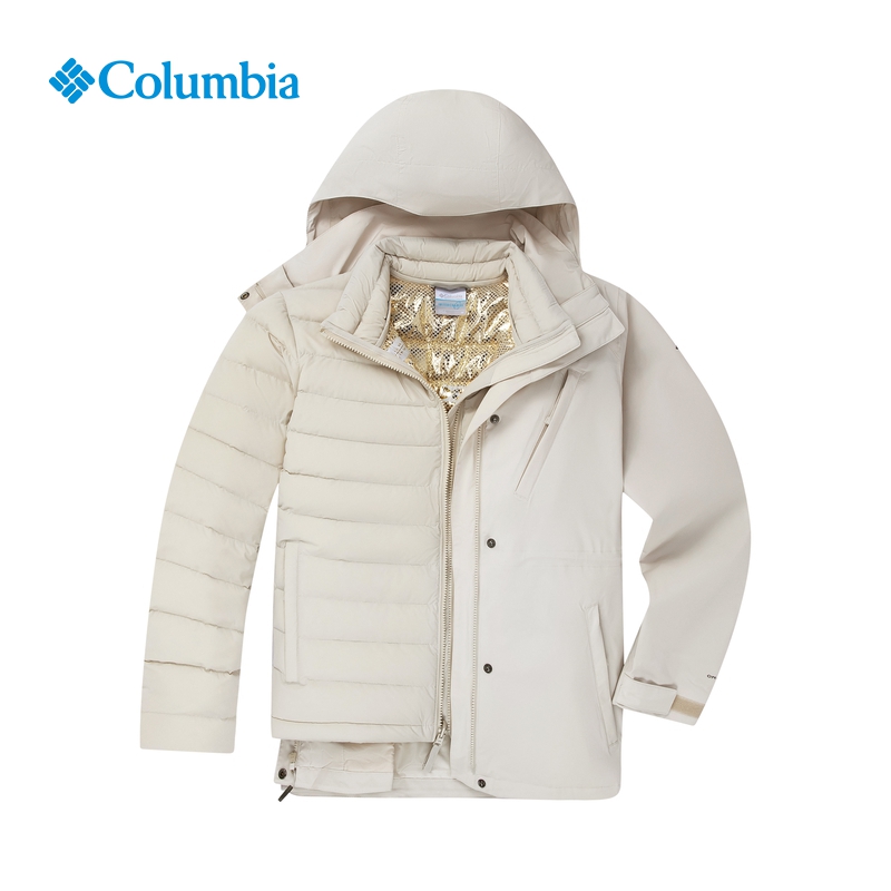 哥伦比亚户外女新金点防水冲锋衣700蓬鹅绒内胆三合一外套XR7355