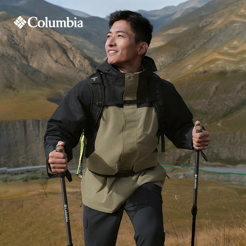 哥伦比亚男士三合一外套2025新款700蓬金点鹅绒内胆冲锋衣XE0098