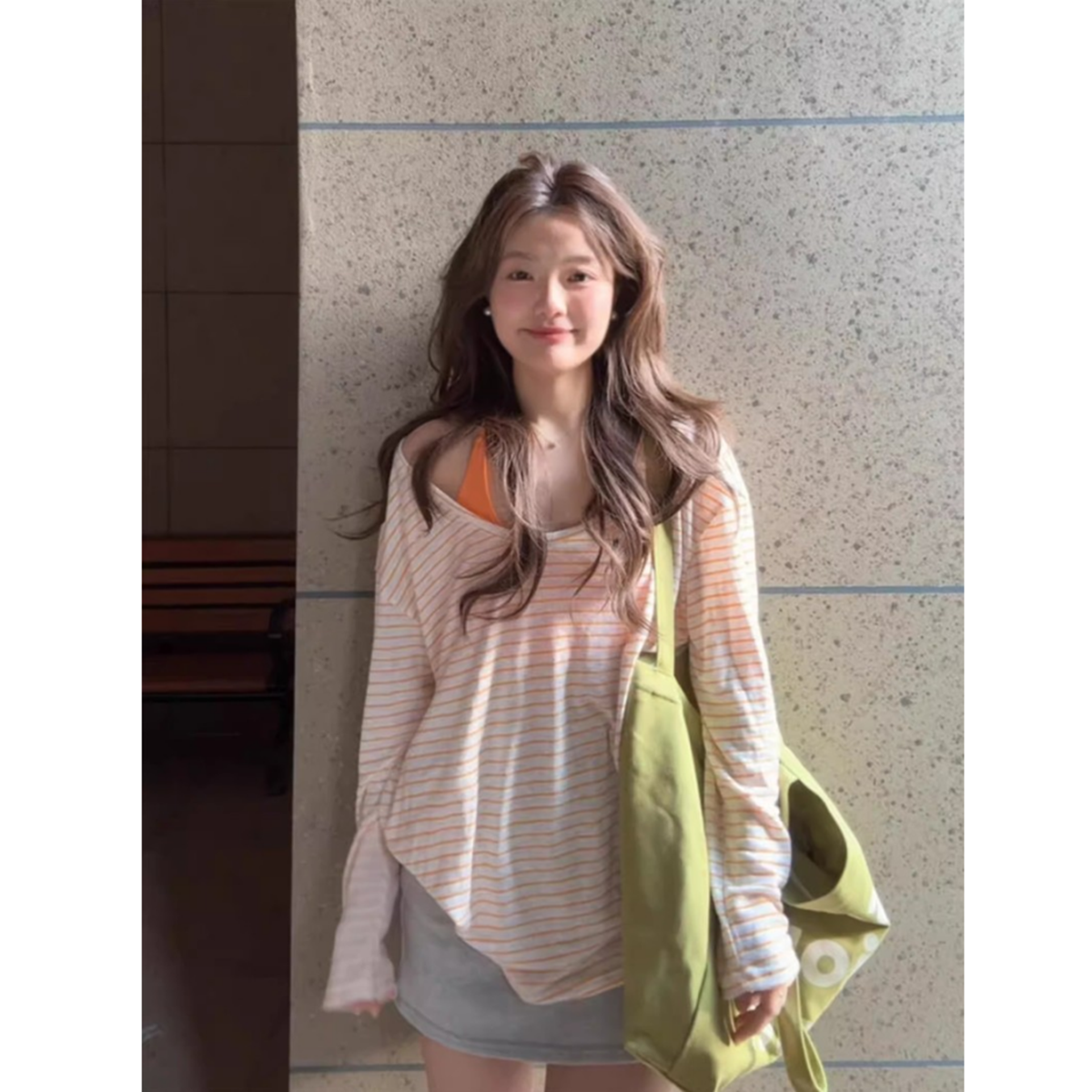 夏季新款女款宽松显瘦条纹长袖T恤女防晒罩衫慵懒松弛时尚百搭风