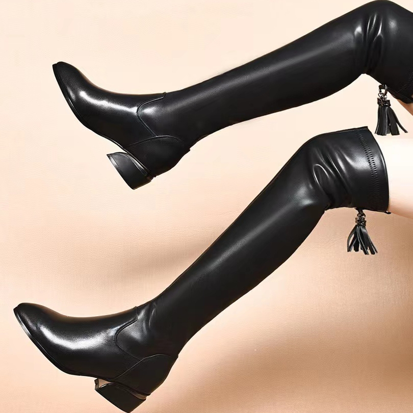 断码特价真皮长筒靴女2025新款