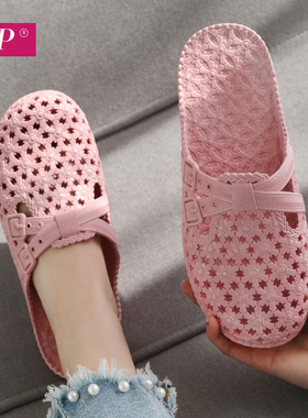 洞洞鞋女夏时尚外穿平底镂空包头鞋女软底防滑ins网红沙滩凉拖鞋