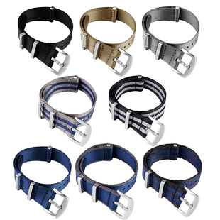 深蓝灰色卡其Nato尼龙表带男适配欧米茄海马美度卡西欧运动手表带