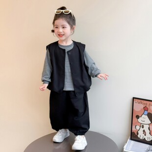 女童套装春季2026新款洋气儿童春装衣服女宝宝早春韩系穿搭三件套