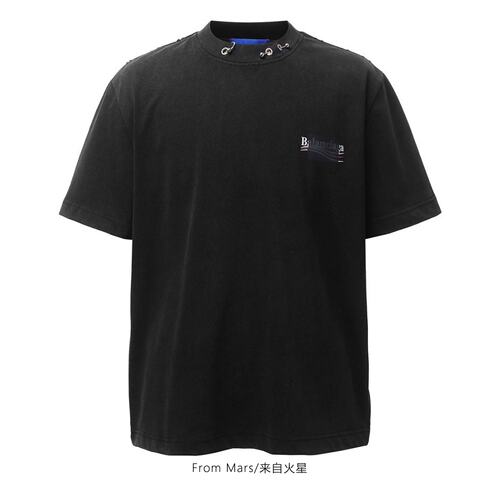 浪纹字徽上衣宽松短袖T恤设计感