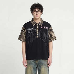 From Mars Camouflage splicing short-sleeved T-shirt casual