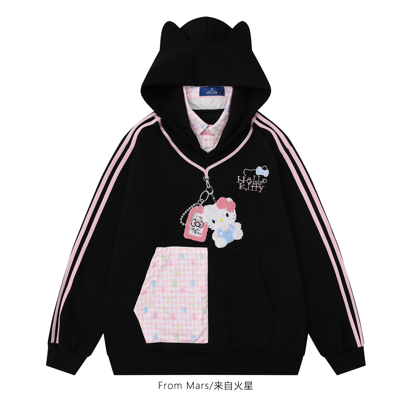 假两件连帽卫衣情侣小众外套bf