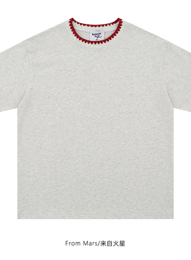 From Mars 有点过分 日系休闲复古街头情侣创意设计感宽松短袖T恤