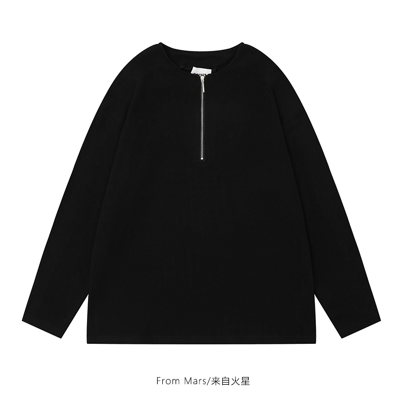 半拉链男装宽松百搭长袖T恤