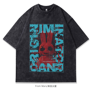 印花水洗宽松短袖 From 街头个性 Mars T恤夏圆领小众男女 甜蜜友谊