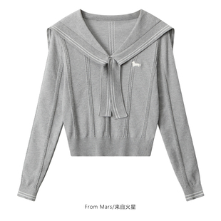 From Mars 被温暖着 学院风复古修身显瘦短款针织衫毛衣披肩女潮