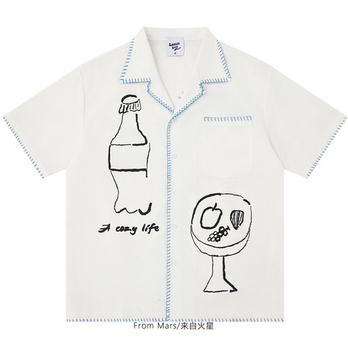 独自撑起宽松短袖衬衫百搭上衣