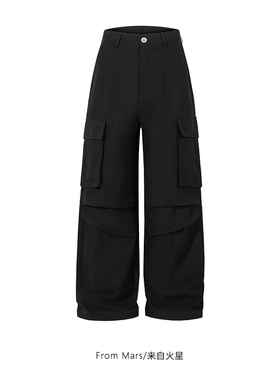 From Mars 欧美街头百搭黑色简约大口袋工装长裤休闲宽松设计男女