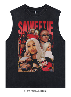 From Mars 恶搞狂想曲 T恤男女美式复古高街宽松痞帅短袖做旧黑色