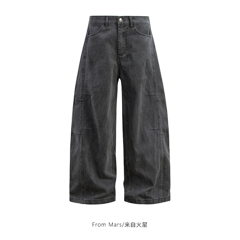 宽松弯刀裤嘻哈百搭男女牛仔裤