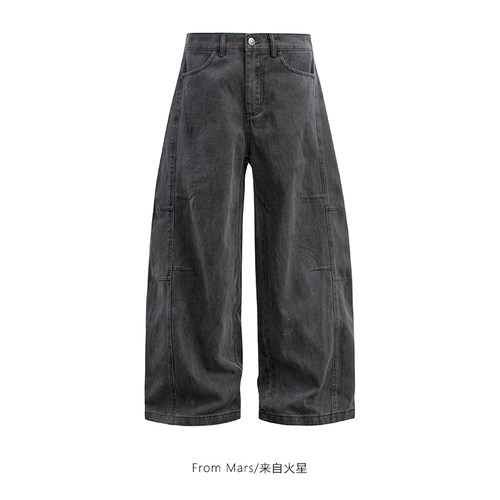 宽松弯刀裤嘻哈百搭男女牛仔裤