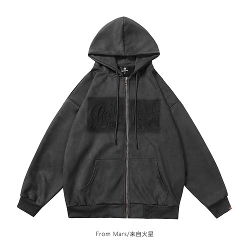 足够明白立体字母压印连帽开衫