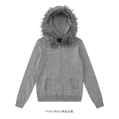 慵懒风休闲百搭毛衣连帽外套