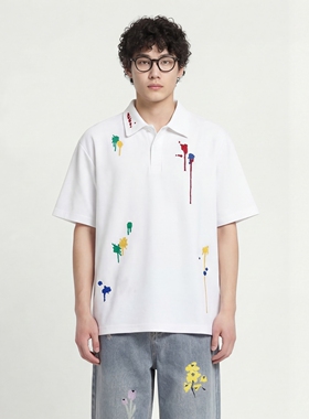 FromMars Sweet cool style colorful embroidered short sleeves