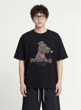 From Mars 侦探狗狗 原创设计T恤白色重磅棉oversize男女同款