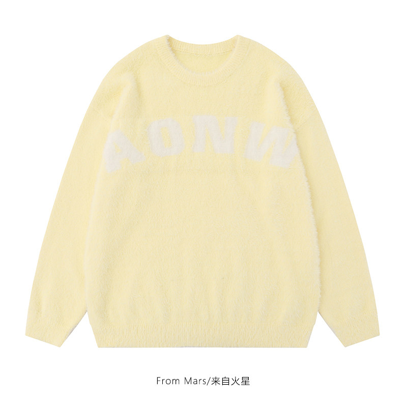 浩瀚星空简约字母圆领毛衣街头