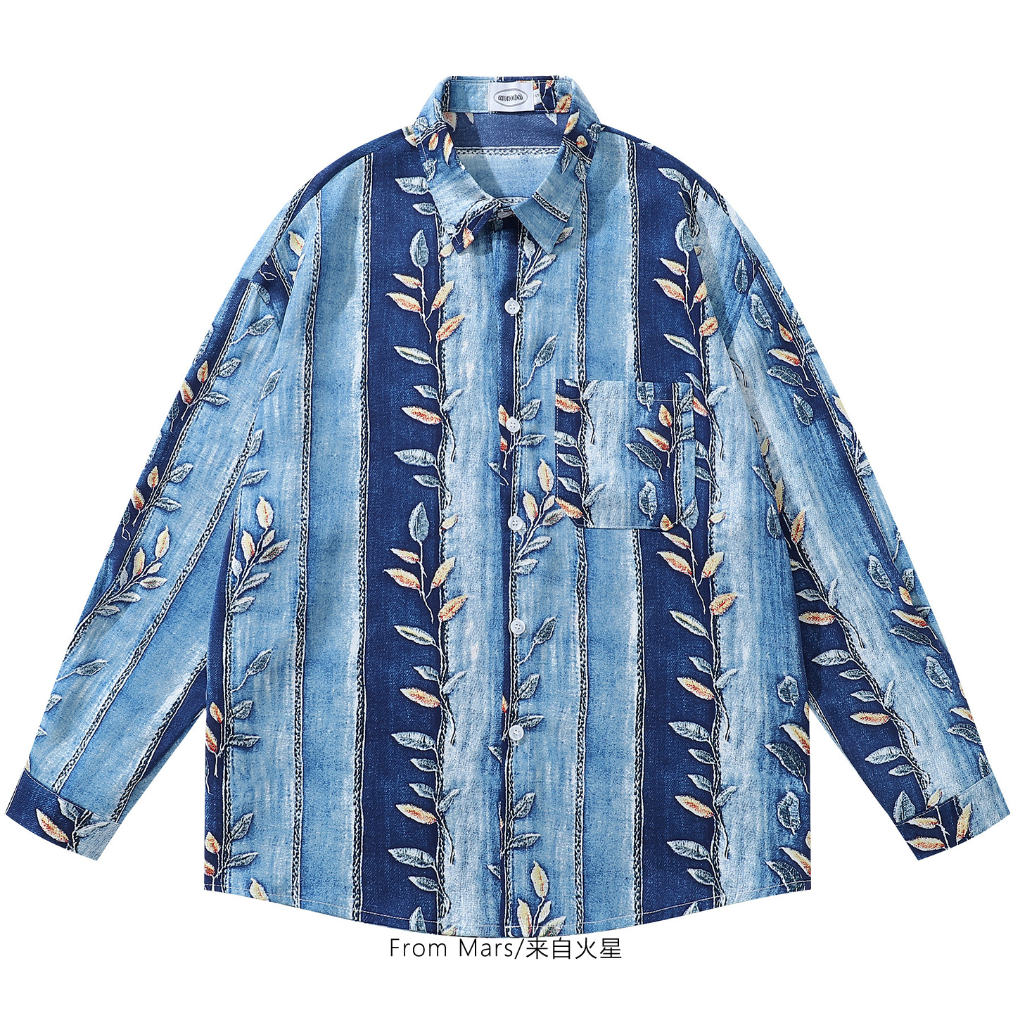 个性印花宽松休闲长袖衬衫BF