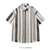Mars 宽松小众短袖 一次就好 From 潮牌条纹设计感夏季 新款 衬衫