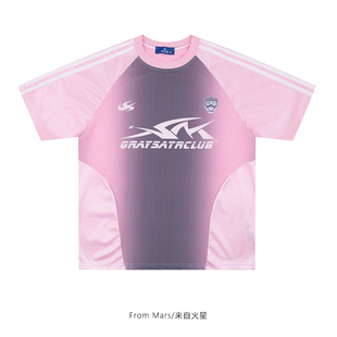 From 美式 拼接扎染oversize设计感街头宽松男女短袖 T恤情侣 Mars