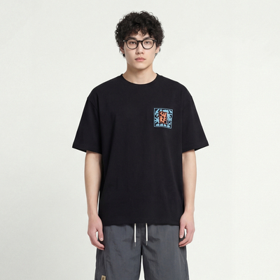 植绒椰树胸标短袖T恤风个性上衣