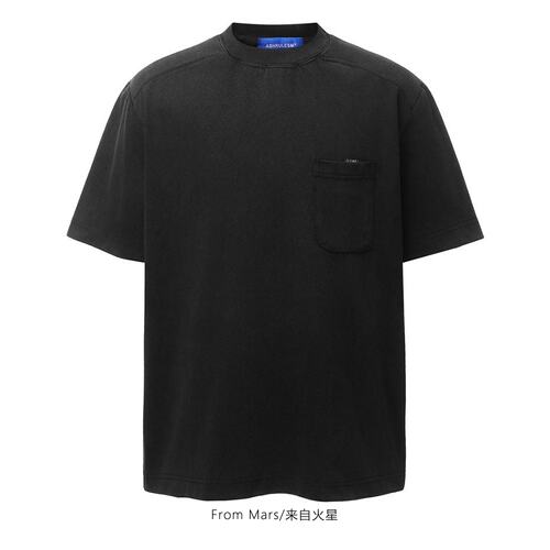 单侧方袋宽松圆领短袖T恤夏季BF