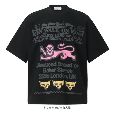 顾及太多印花宽松圆领短袖T恤