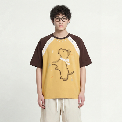 占领C位小狗宽松设计感短袖T恤