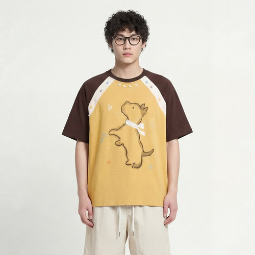 占领C位小狗宽松设计感短袖T恤