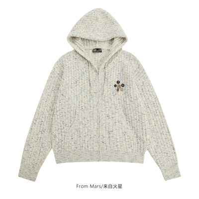 一起畅聊慵懒拉链宽松毛衣外套