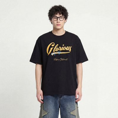 Glorious金色手写体短袖T恤重磅