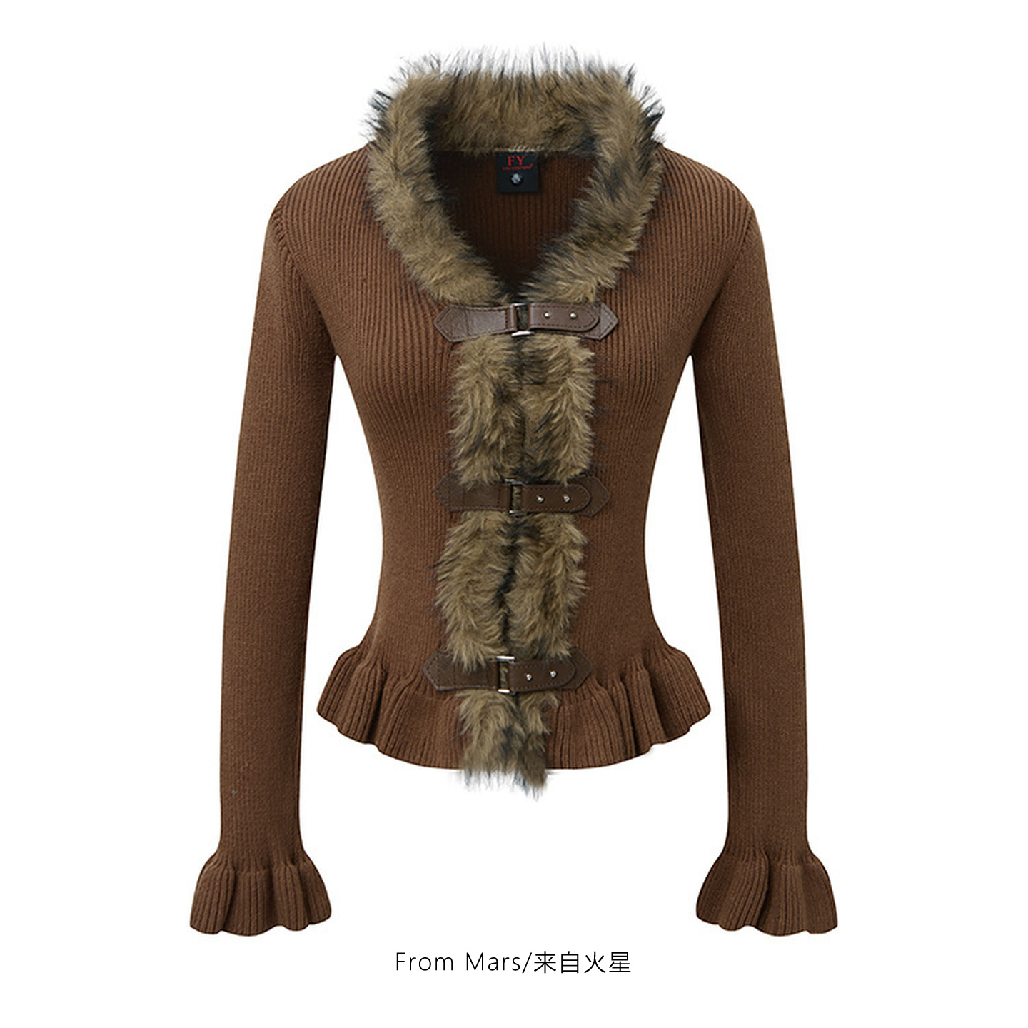 藏在时间修身纽扣毛衣开衫外套