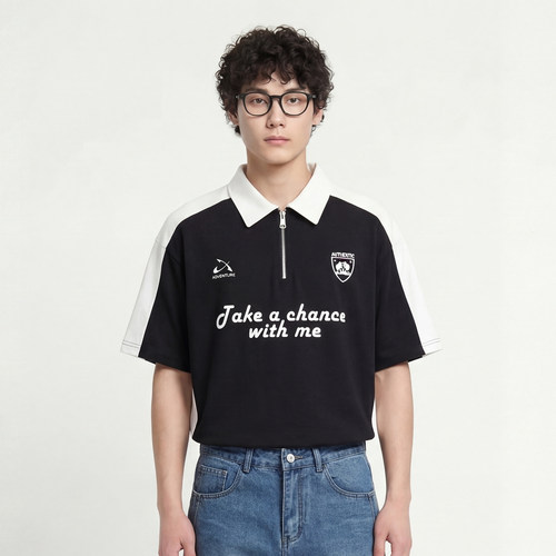 黑白拼色宽松百搭通勤短袖T恤