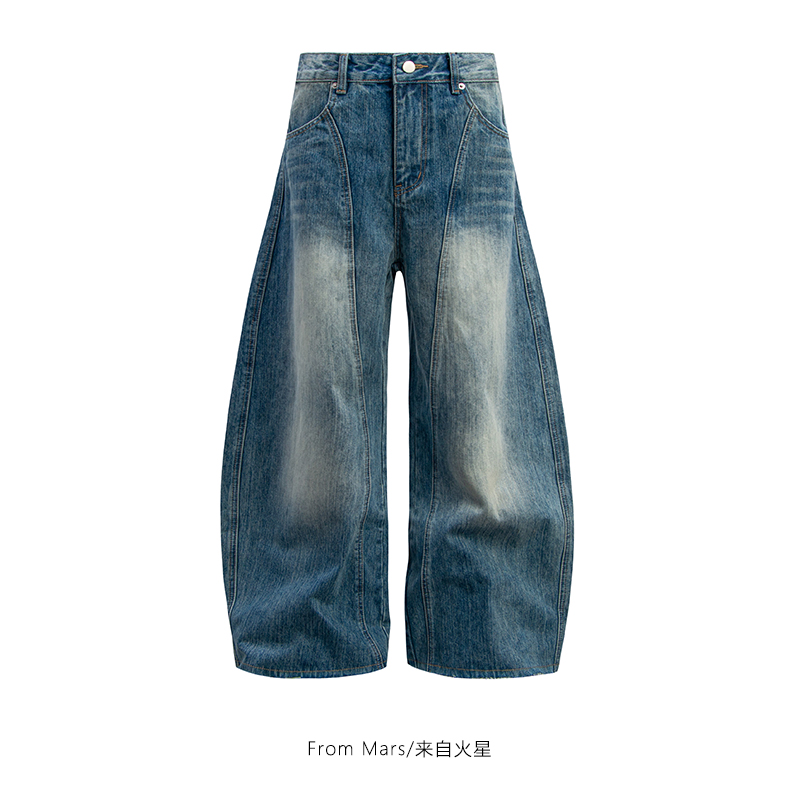 弯刀嘻哈宽松百搭男女牛仔长裤
