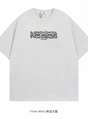 From Mars 灰色地带 美式复古时尚涂鸦简约字母宽松百搭短袖情侣