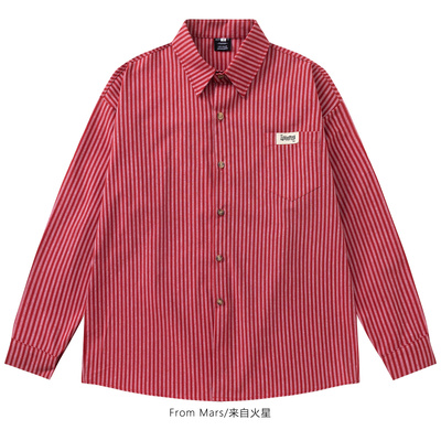 会长记性复古宽松休闲长袖衬衫