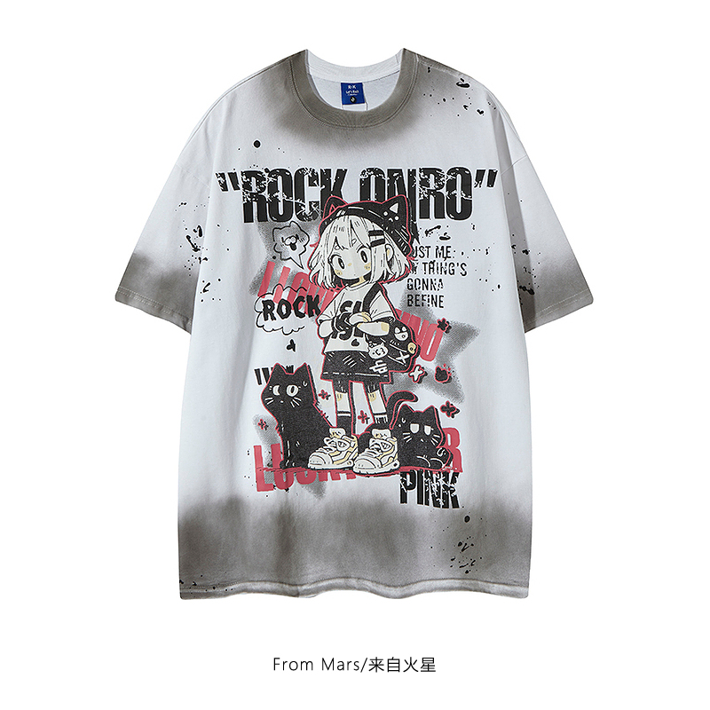 卡通短袖宽松T恤圆领上衣Bf