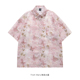 Mars 收获满满 原宿风粉色蝴蝶满印休闲男女宽松短袖 From 衬衫 夏