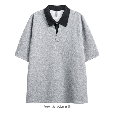 日常分享假两件翻领短袖T恤BF