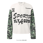 From T恤男女 小众设计迷彩拼接字母印花宽松长袖 Mars 出去浪一下