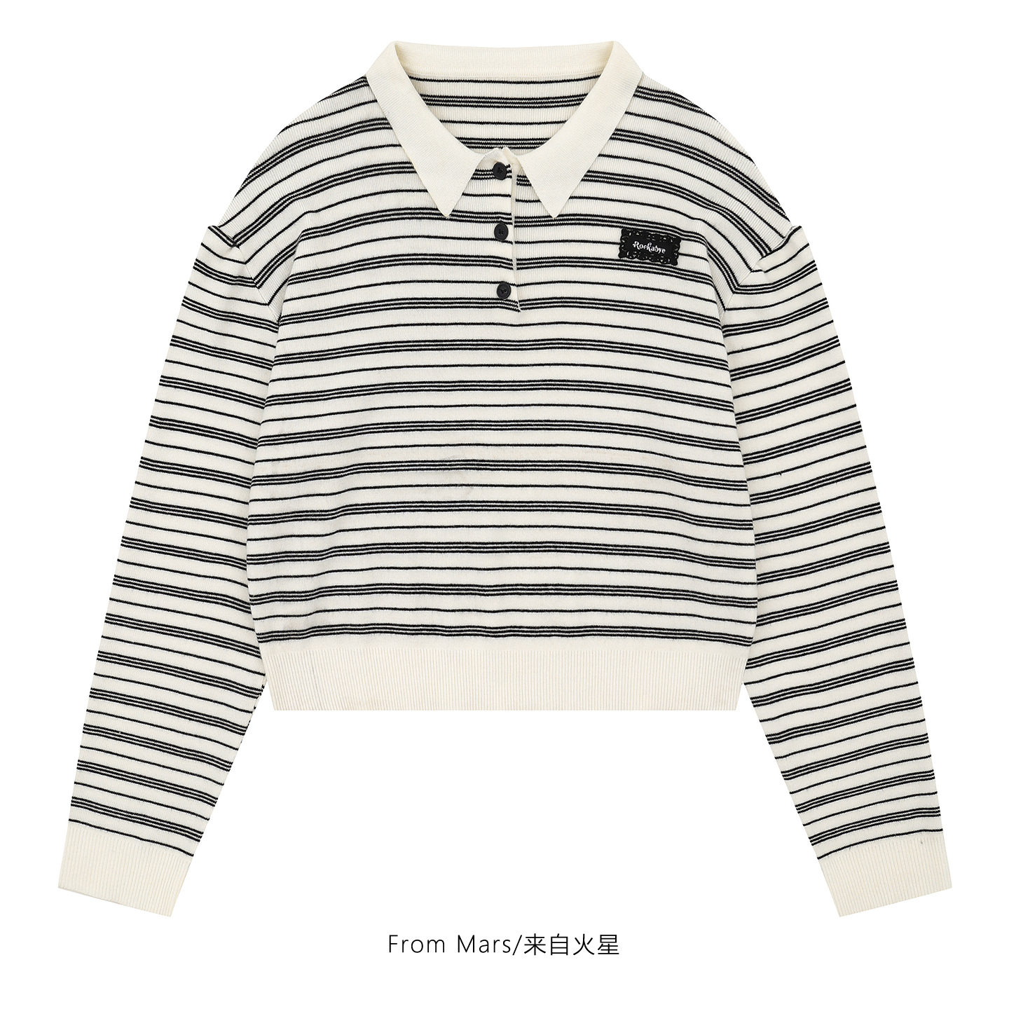 撞色polo领百搭宽松女针织毛衣