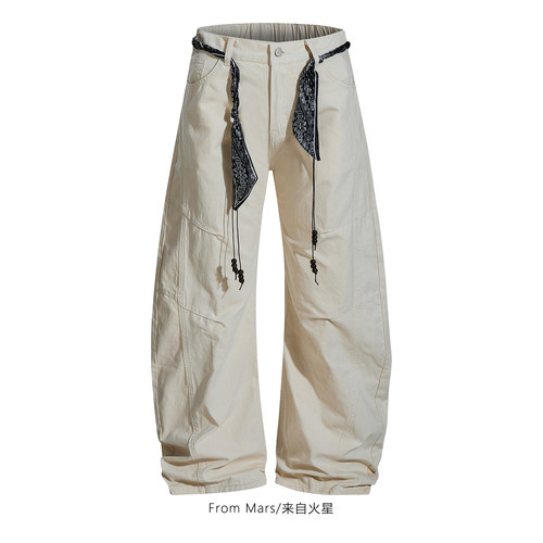 美好碎片配带腰带弯刀休闲裤